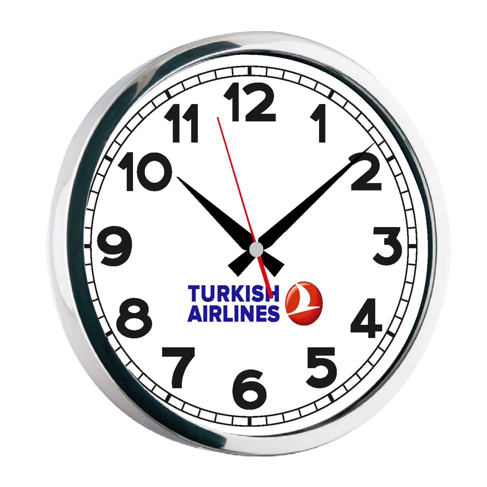 HYDRA081 GÜMÜŞ METAL ÇERÇEVE DUVAR SAATİ(400MM) - Believe Matbaacılık & Promosyon Ürünleri