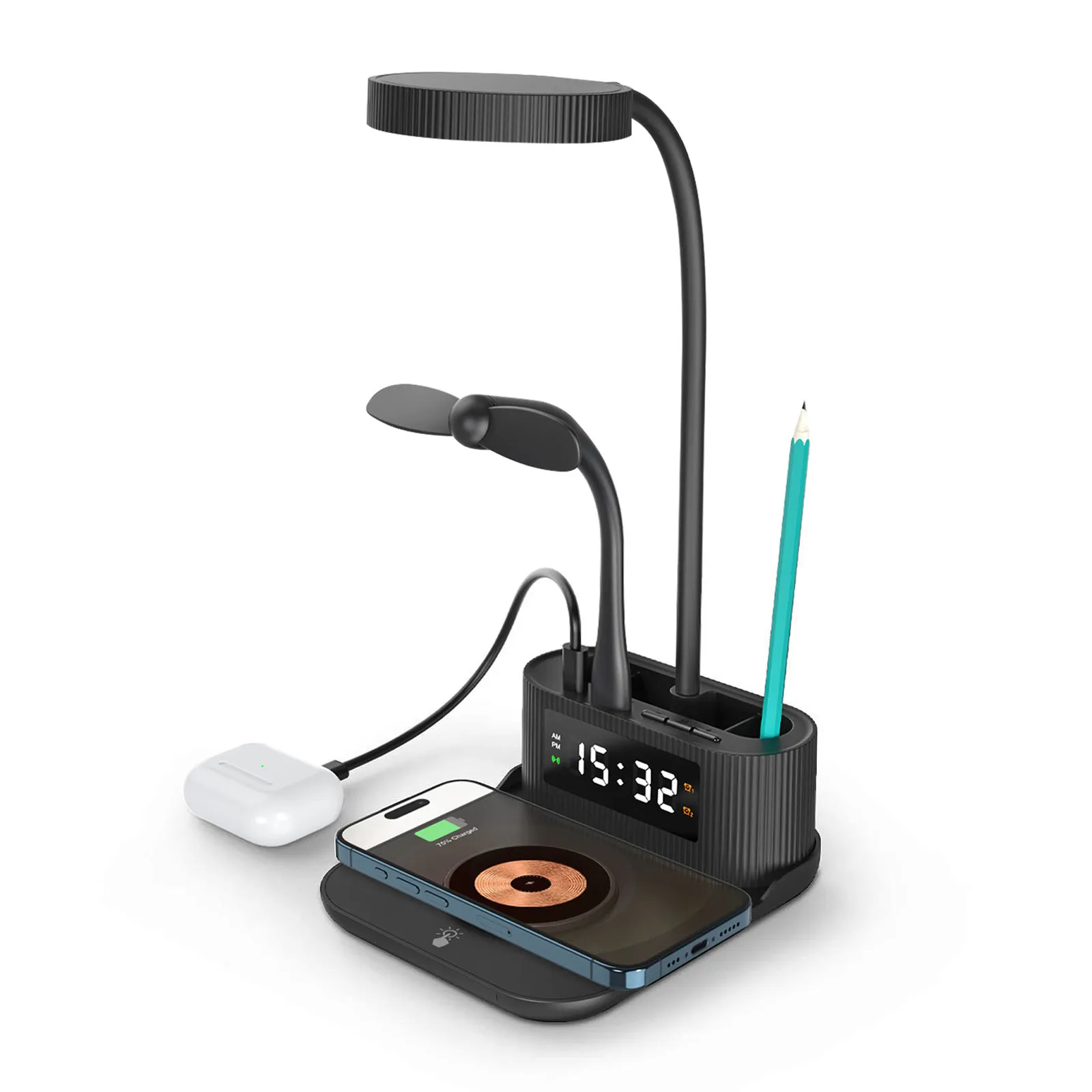 ŞAFAK SİYAH MASAÜSTÜ KABLOSUZ ŞARJ STANDI - Believe Matbaacılık & Promosyon Ürünleri